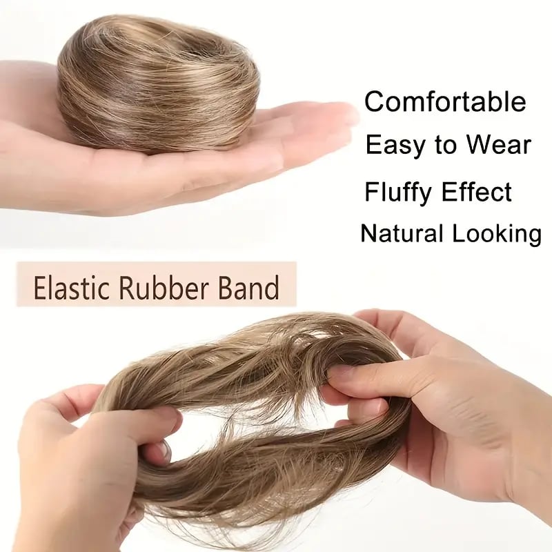 Synthetic Messy Bun Hair Piece for Women, Curly Updo Scrunchie Extension for Instant Volume and a High Crown