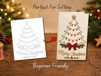 🌲 🪡 Christmas Hand Embroidery Card DIY Kit | Stitch Your Way Into the Christmas Spirit ✨ 🎁