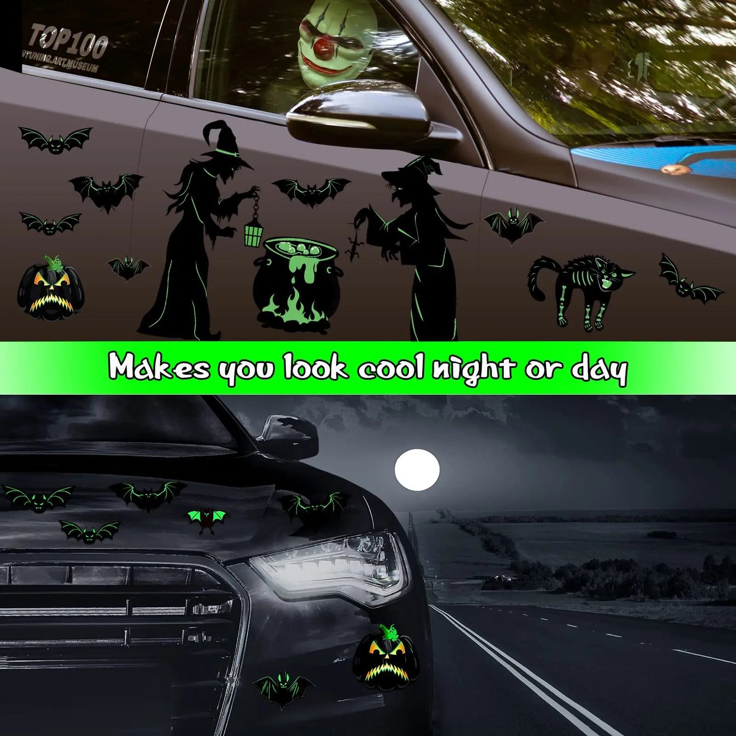 🎃 Luminous Halloween Magnetic Decor Set for Cars & Garage Doors 👻✨