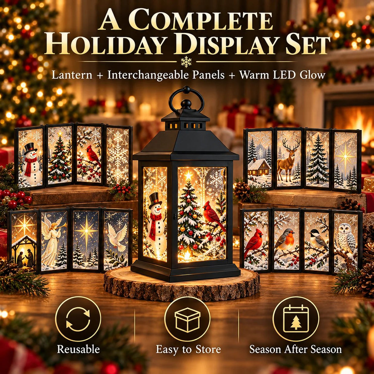 🎄✨ Interchangeable Crystal Lantern™ – Light-Up Holiday Décor
