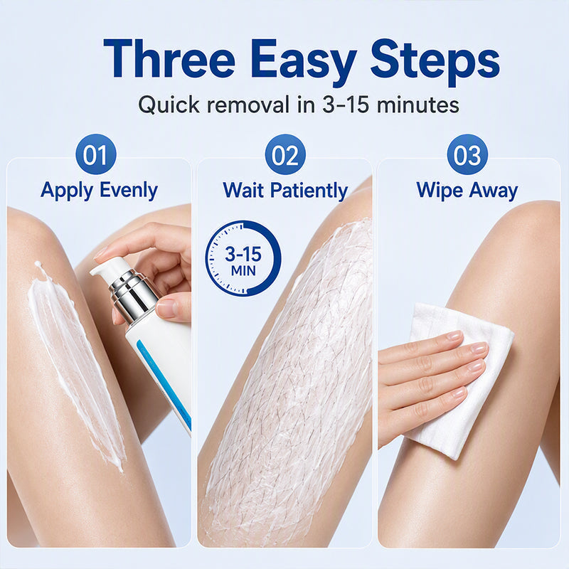 Three steps hair removal cream