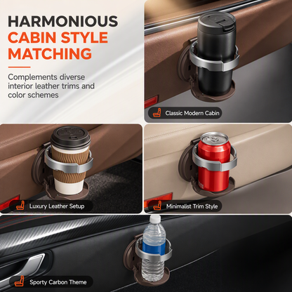 ⏳Limited-time 50% off⏰Foldable Car Door Cup Holder — Large Diameter, Premium Faux Leather, Clip-On🚗☕