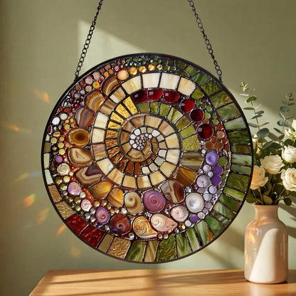 🌊 Ocean Spiral Stained Glass Suncatcher – Bring Coastal Colors & Rainbow Light Into Your Home